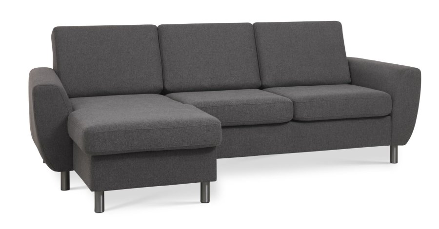Wendy set 1 3D sofa, m. chaiselong - antracitgr polyester stof og brstet aluminium