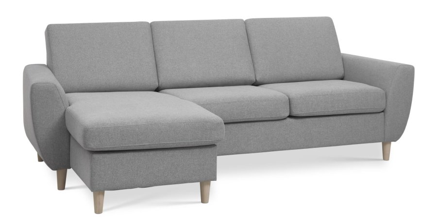 Wendy set 1 3D sofa, m. chaiselong - gr polyester stof og natur tr