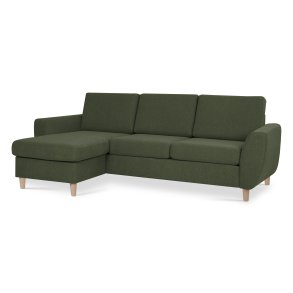 Wendy set 1 3D sofa, m. chaiselong - vinter mosgrn polyester stof og natur tr