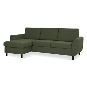 Wendy set 1 3D sofa, m. chaiselong - vinter mosgrn polyester stof og sort tr