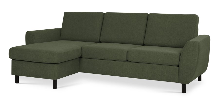 Wendy set 1 3D sofa, m. chaiselong - vinter mosgrn polyester stof og sort tr