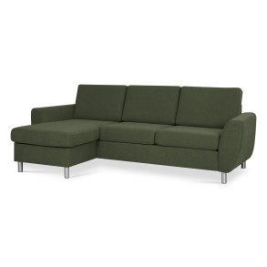 Wendy set 1 3D sofa, m. chaiselong - vinter mosgrn polyester stof og brstet aluminium