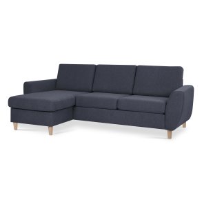 Wendy set 1 3D sofa, m. chaiselong - bl polyester stof og natur tr