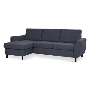Wendy set 1 3D sofa, m. chaiselong - bl polyester stof og sort tr