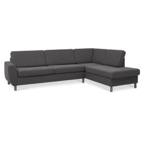 Wendy set 3 OE right sofa, m. chaiselong - antracitgr polyester stof og brstet aluminium