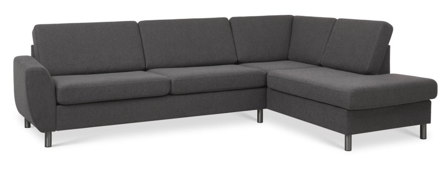 Wendy set 3 OE right sofa, m. chaiselong - antracitgr polyester stof og brstet aluminium