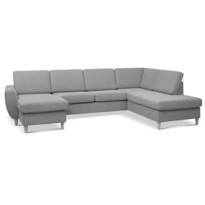 Wendy set 5 U OE right sofa, m. chaiselong - gr polyester stof og natur tr
