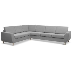 Wendy set 7 corner hjrnesofa - gr polyester stof og natur tr