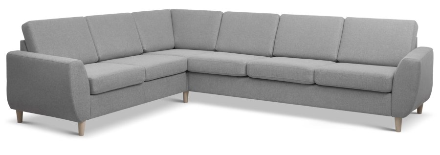 Wendy set 7 corner hjrnesofa - gr polyester stof og natur tr