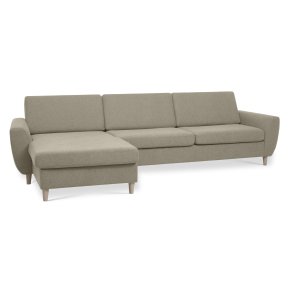 Wendy set 8 3D XL sofa, m. chaiselong - antelope beige polyester stof og natur tr