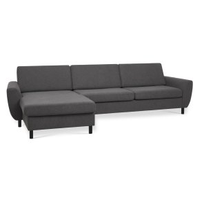 Wendy set 8 3D XL sofa, m. chaiselong - antracitgr polyester stof og sort tr