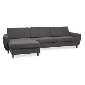Wendy set 8 3D XL sofa, m. chaiselong - antracitgr polyester stof og brstet aluminium