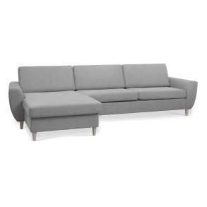 Wendy set 8 3D XL sofa, m. chaiselong - gr polyester stof og natur tr
