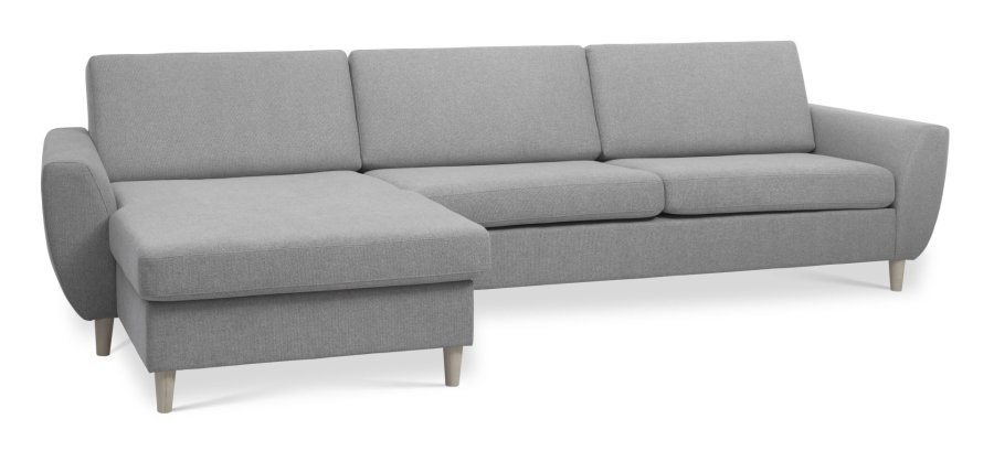 Wendy set 8 3D XL sofa, m. chaiselong - gr polyester stof og natur tr