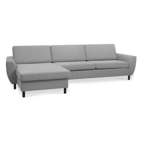 Wendy set 8 3D XL sofa, m. chaiselong - gr polyester stof og sort tr