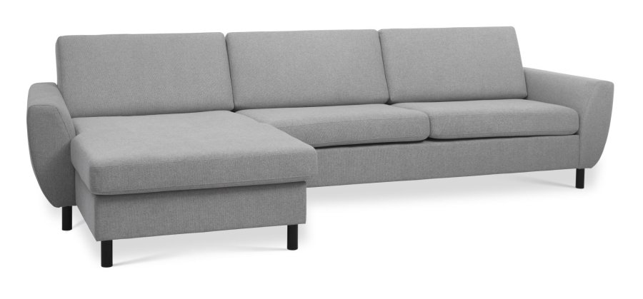 Wendy set 8 3D XL sofa, m. chaiselong - gr polyester stof og sort tr