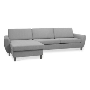 Wendy set 8 3D XL sofa, m. chaiselong - gr polyester stof og brstet aluminium