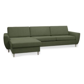 Wendy set 8 3D XL sofa, m. chaiselong - vinter mosgrn polyester stof og natur tr