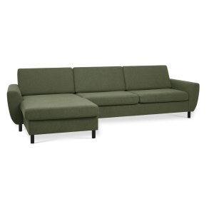 Wendy set 8 3D XL sofa, m. chaiselong - vinter mosgrn polyester stof og sort tr