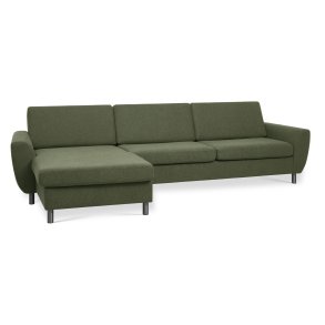 Wendy set 8 3D XL sofa, m. chaiselong - vinter mosgrn polyester stof og brstet aluminium