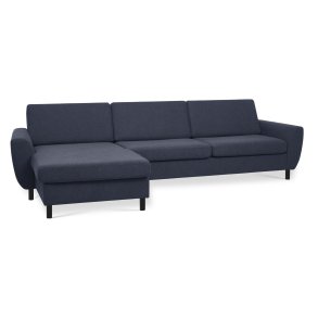 Wendy set 8 3D XL sofa, m. chaiselong - bl polyester stof og sort tr