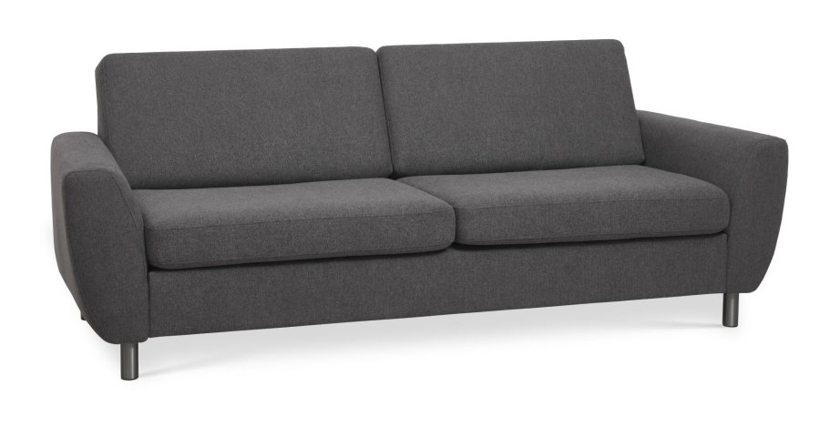 Wendy 2,5 pers. sofa - antracitgr polyester stof og brstet aluminium