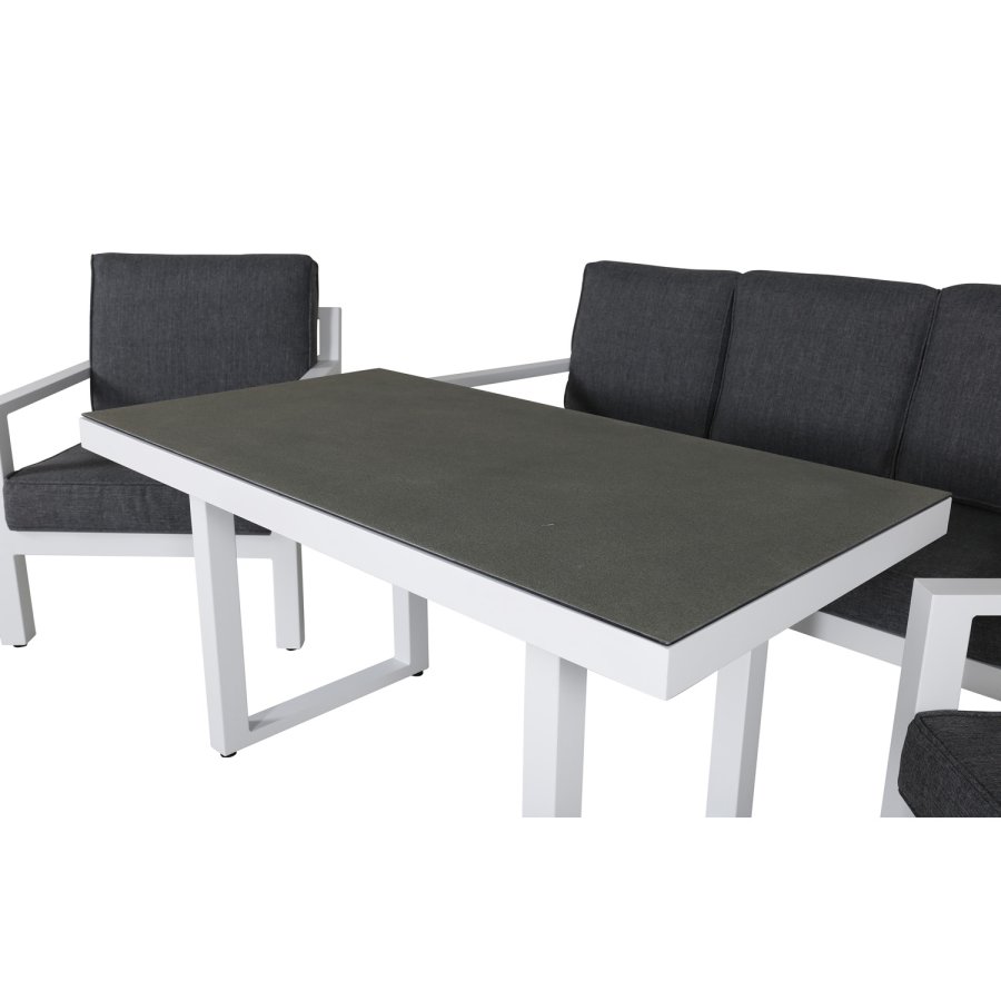 VENTURE DESIGN Barcelona sofast - gr hynder, glas og hvid aluminium