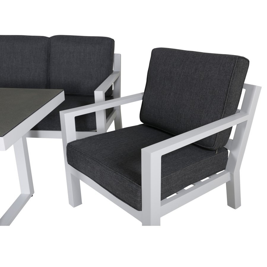 VENTURE DESIGN Barcelona sofast - gr hynder, glas og hvid aluminium