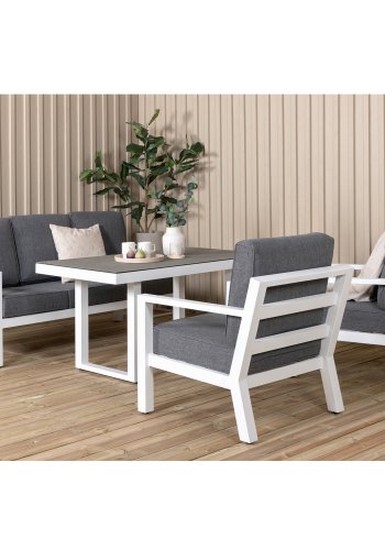 VENTURE DESIGN Barcelona sofast - gr hynder, glas og hvid aluminium