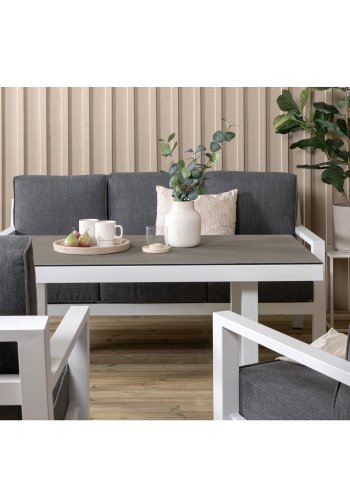 VENTURE DESIGN Barcelona sofast - gr hynder, glas og hvid aluminium