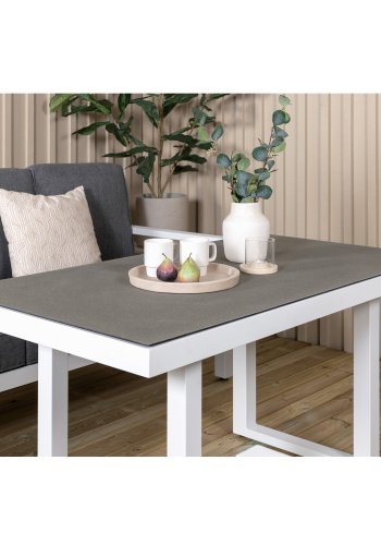 VENTURE DESIGN Barcelona sofast - gr hynder, glas og hvid aluminium