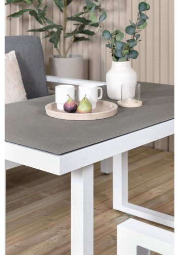 VENTURE DESIGN Barcelona sofast - gr hynder, glas og hvid aluminium