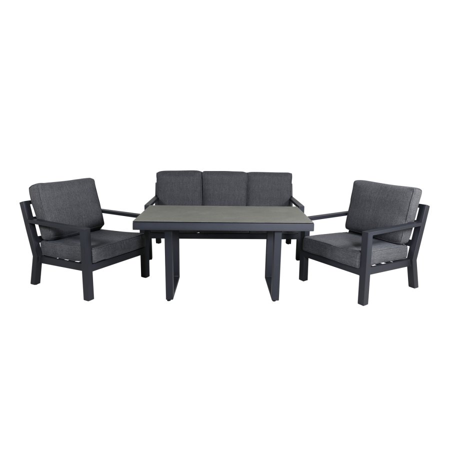 VENTURE DESIGN Barcelona sofast - gr hynder, glas og sort aluminium