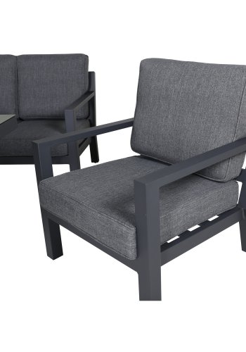 VENTURE DESIGN Barcelona sofast - gr hynder, glas og sort aluminium