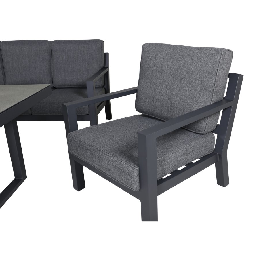 VENTURE DESIGN Barcelona sofast - gr hynder, glas og sort aluminium