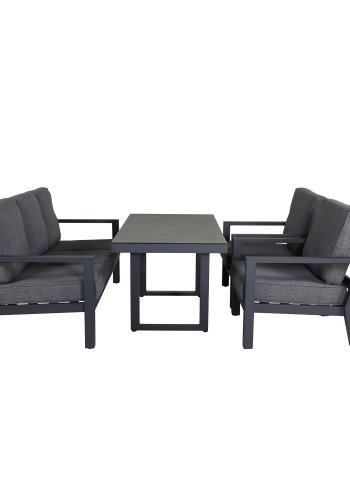 VENTURE DESIGN Barcelona sofast - gr hynder, glas og sort aluminium