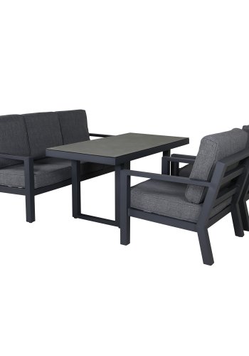 VENTURE DESIGN Barcelona sofast - gr hynder, glas og sort aluminium