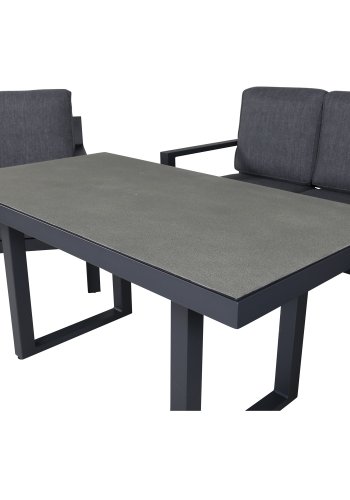 VENTURE DESIGN Barcelona sofast - gr hynder, glas og sort aluminium