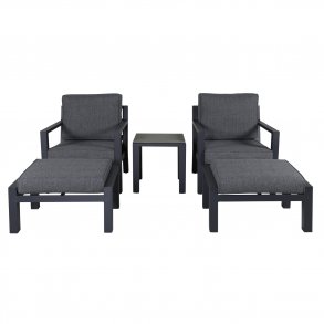 VENTURE DESIGN Barcelona loungest - gr hynder, glas og sort aluminium