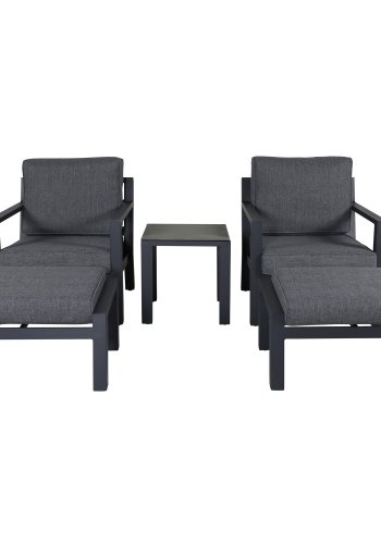 VENTURE DESIGN Barcelona loungest - gr hynder, glas og sort aluminium