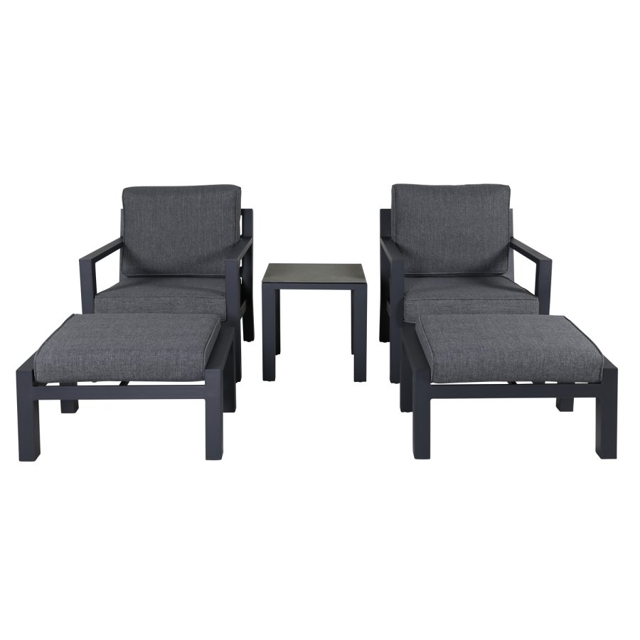 VENTURE DESIGN Barcelona loungest - gr hynder, glas og sort aluminium