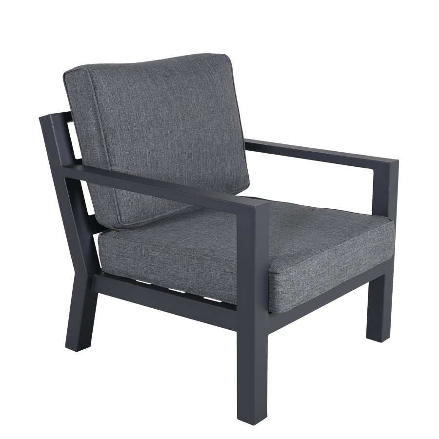 VENTURE DESIGN Barcelona loungest - gr hynder, glas og sort aluminium