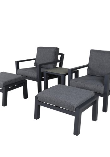 VENTURE DESIGN Barcelona loungest - gr hynder, glas og sort aluminium