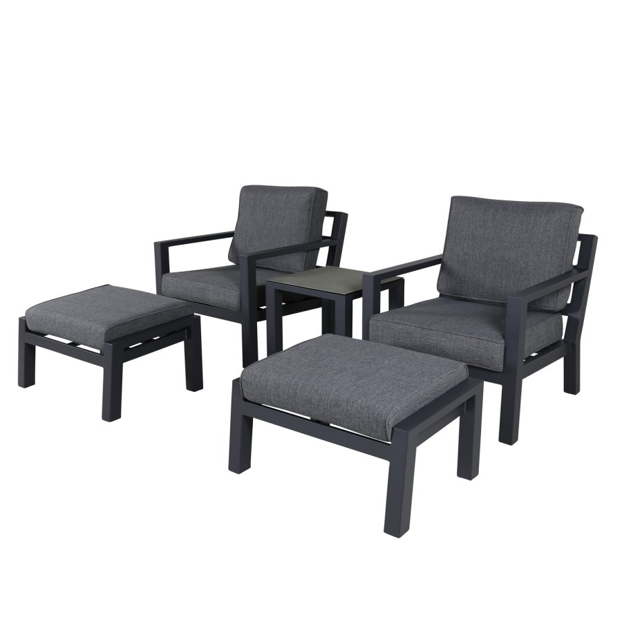 VENTURE DESIGN Barcelona loungest - gr hynder, glas og sort aluminium