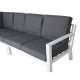 VENTURE DESIGN Barcelona hjrnesofa st - gr hynder, glas og hvid aluminium