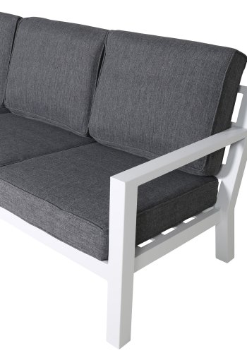 VENTURE DESIGN Barcelona hjrnesofa st - gr hynder, glas og hvid aluminium