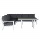 VENTURE DESIGN Barcelona hjrnesofa st - gr hynder, glas og hvid aluminium