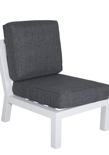 VENTURE DESIGN Barcelona hjrnesofa st - gr hynder, glas og hvid aluminium