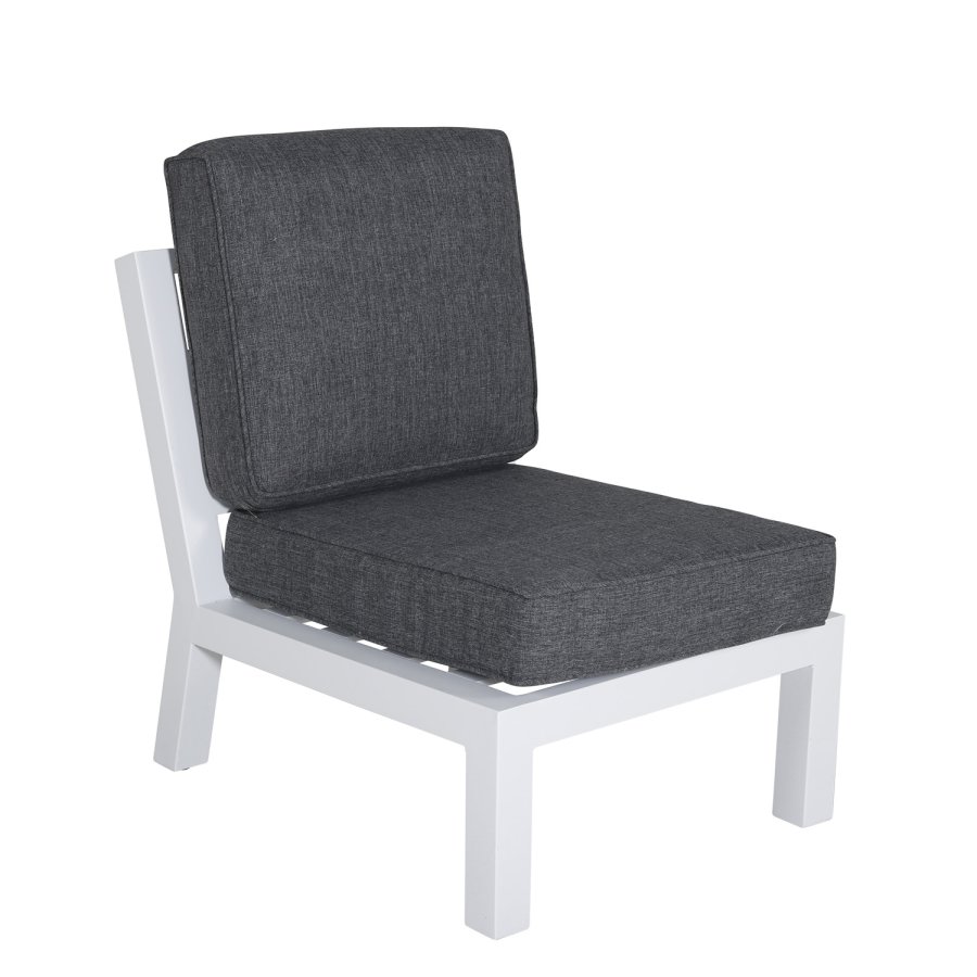 VENTURE DESIGN Barcelona hjrnesofa st - gr hynder, glas og hvid aluminium