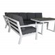 VENTURE DESIGN Barcelona hjrnesofa st - gr hynder, glas og hvid aluminium